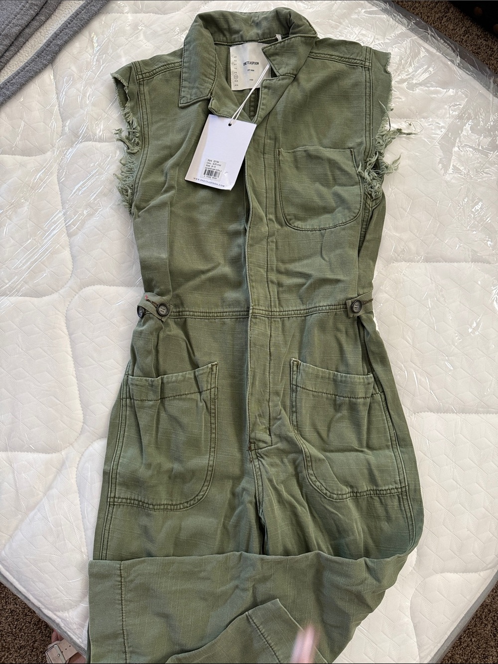 One Teaspoon Olive Green Kids Utility Jumpsuit